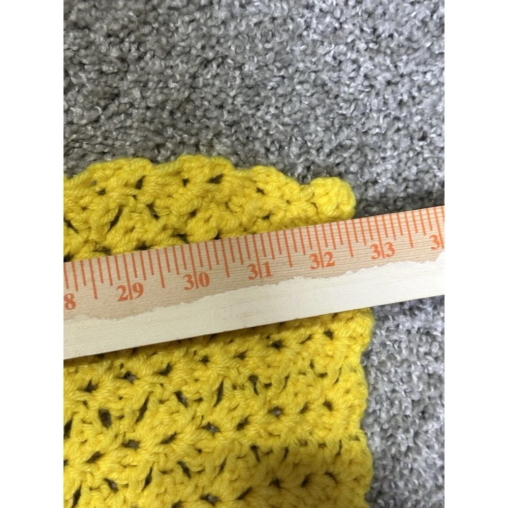 Handmade Crochet Baby‎ Blanket Yellow 33x33 Square Knit Afghan